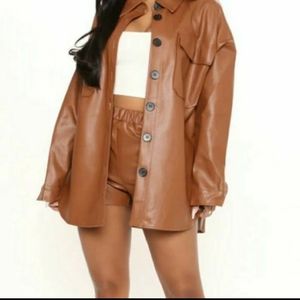 Carmel Faux Leather Shorts Set! Size XL